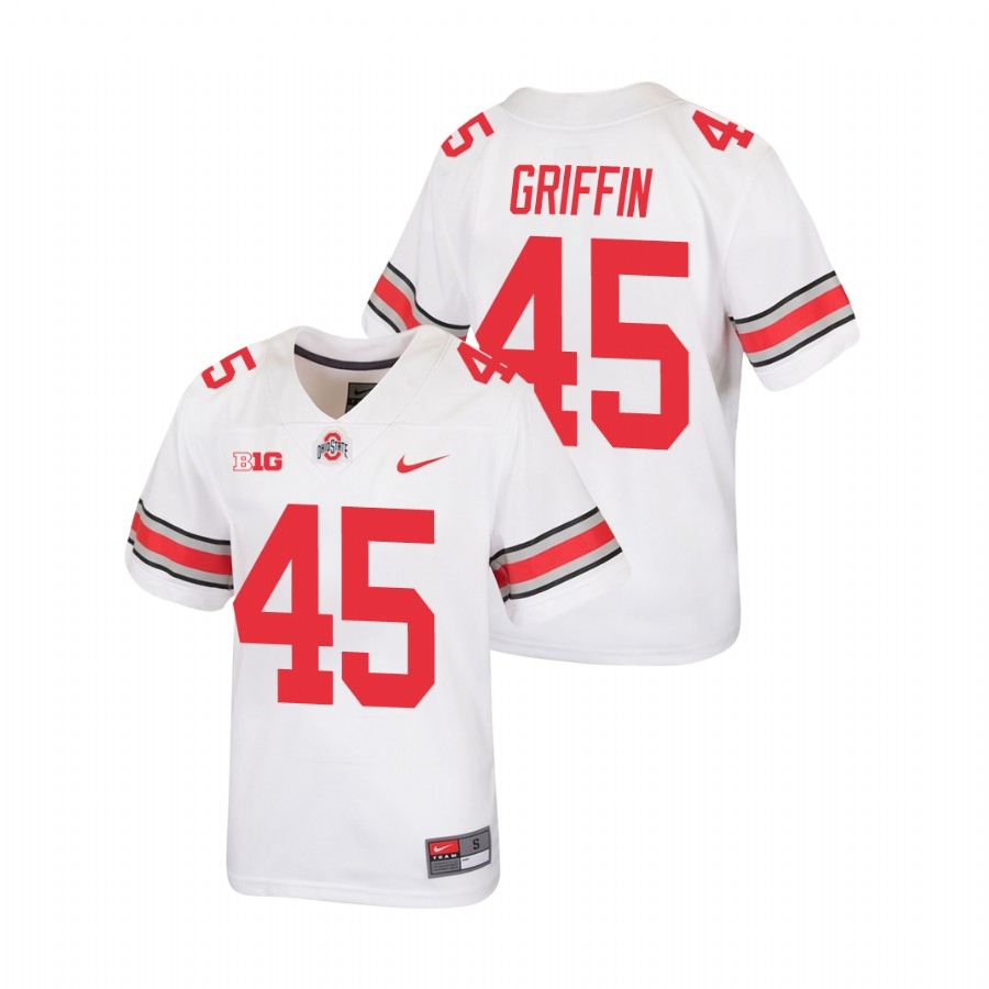 Ohio State Buckeyes Youth NCAA Archie Griffin #45 White Replica College Football Jersey YXC3049PV